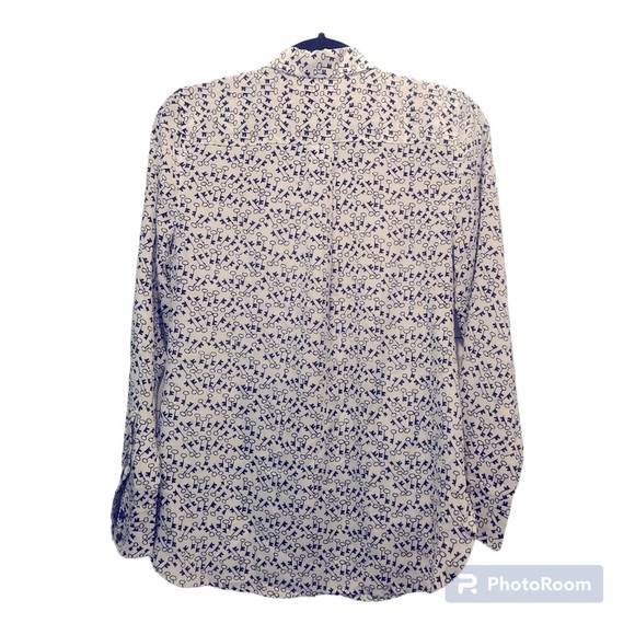 J. Crew key pattern printed 100% silk blouse-size 2 - Picture 4 of 8
